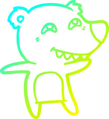 cold gradient line drawing of a cartoon polar bear showing teeth
