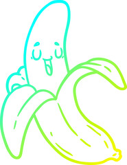 cold gradient line drawing of a cartoon banana
