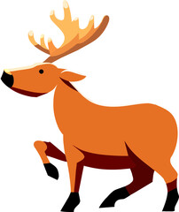 Brown reindeer, rudolph, cartoon character, Chirstmas, Vector illustration, Flat cartoon style.