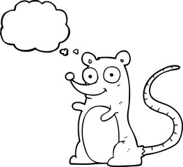 freehand drawn thought bubble cartoon mouse