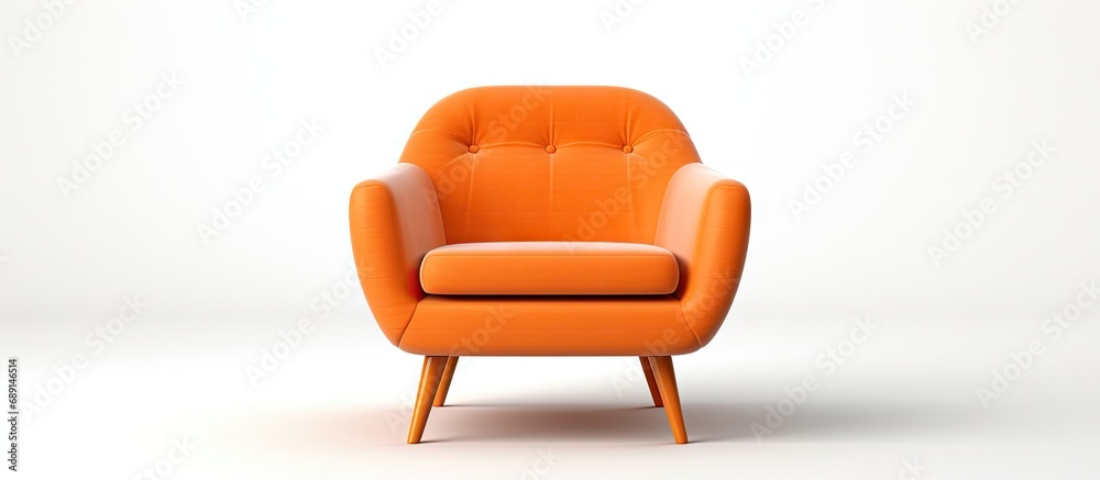 Poster modern sofa chair depicted in 3d on white background copy space image place for adding text or desig