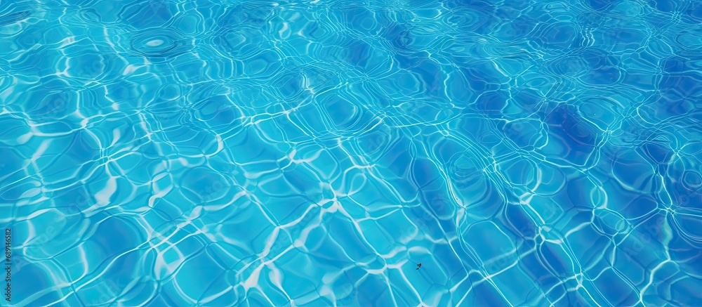 Aufkleber Bird s eye view of pool with rippling blue water Copy space image Place for adding text or design