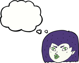 cartoon vampire face with thought bubble