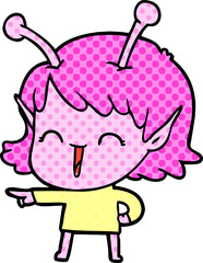 cartoon alien girl laughing