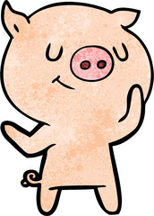 happy cartoon pig
