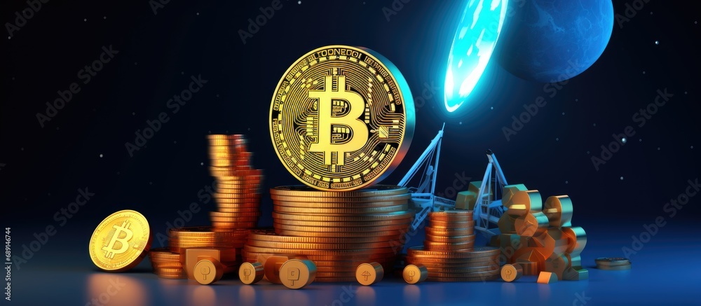 Poster invest in cryptocurrency and watch it soar mobile finance makes it easy to buy sell and trade cartoo