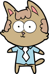 happy cartoon cat office worker