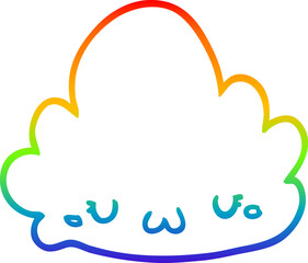 rainbow gradient line drawing of a cute cartoon cloud