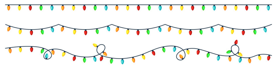 Illuminated decoration set. Lights string. Vector illustration. © LOBSTER LARRY