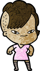 cute cartoon girl with hipster haircut
