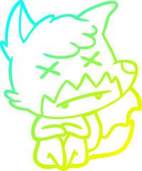 cold gradient line drawing of a cartoon dead fox