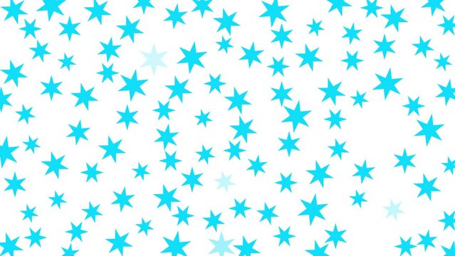 Animated blue stars shine. Starry magic background. Flat vector illustration isolated on white background.