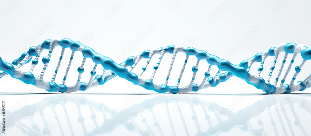 Aufkleber Blue DNA Helix on White positioned diagonally Copy space image Place for adding text or design
