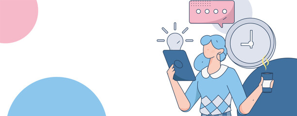 Business People Flat Vector Concept Operation Hand Drawn Illustration
