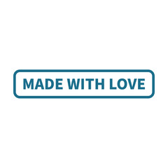 Fototapeta premium Made With Love In Blue Rectangle Line Shape For Label Product Information Business Advertisement Marketing Social Media 