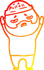 Obraz premium warm gradient line drawing of a cartoon worried man with beard