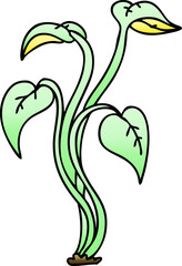 gradient shaded quirky cartoon plant