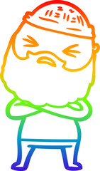 rainbow gradient line drawing of a cartoon man with beard