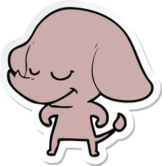sticker of a cartoon smiling elephant