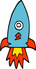 cartoon doodle space rocket