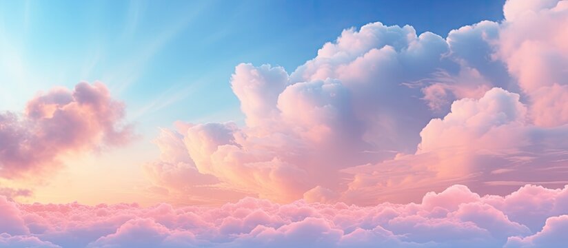 Pastel colored clouds in natural sky at sunrise or sunset Copy space image Place for adding text or design