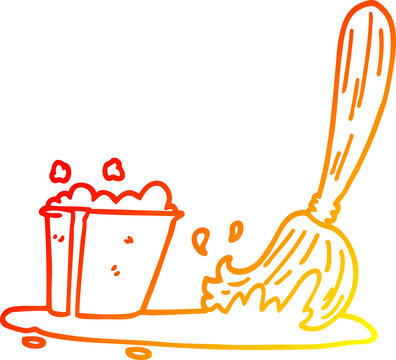 cleaning tools gradient style, bucket, mop clip art preview
