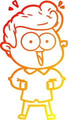 warm gradient line drawing of a cartoon excited man