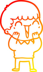 warm gradient line drawing of a cartoon happy man