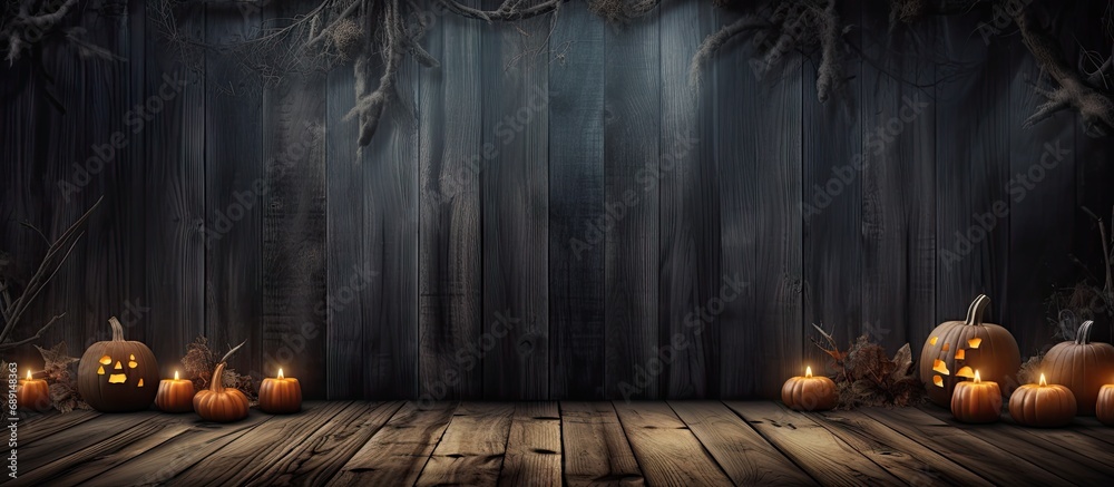 Aufkleber Ideal spooky halloween background with empty wooden planks and copyspace for text perfect for product placement Copy space image Place for adding text or design