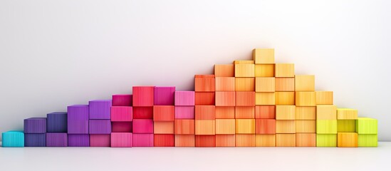 Assorted vibrant wooden blocks on white background suitable for creative purposes Copy space image Place for adding text or design