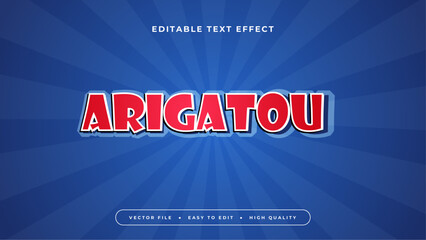 Blue white and red arigatou 3d editable text effect - font style