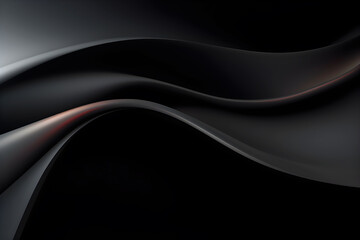Abstract freeform curved or wave chrome dark black. Smooth, flowing wrinkled fabric pattern. Copy space. Soft Focus. Glossy surface reflects light or reflection. - obrazy, fototapety, plakaty