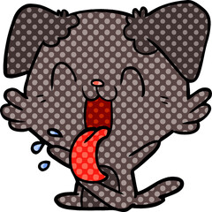 cartoon panting dog sitting