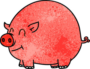 hand drawn quirky cartoon pig