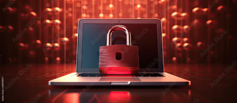 Aufkleber Laptop security concept with padlocks Copy space image Place for adding text or design