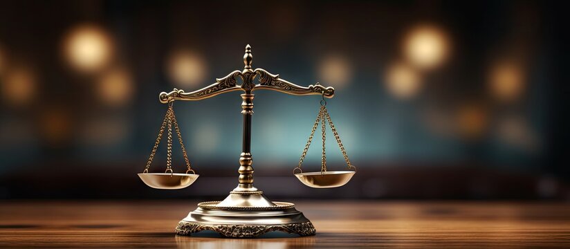 Justice concept represented by a bell shaped scale depicting legal assistance and consumer protection services Copy space image Place for adding text or design