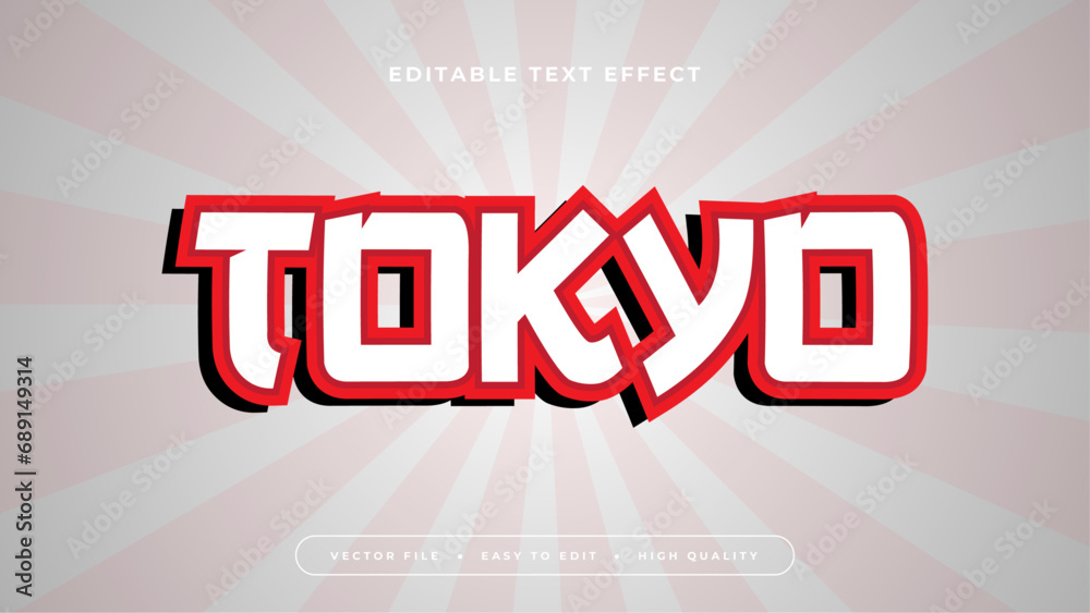Poster Red and white tokyo 3d editable text effect - font style