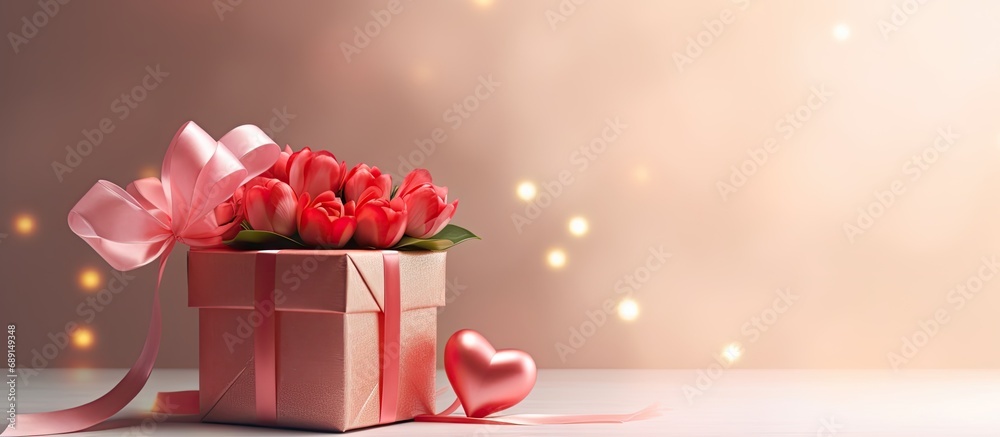 Aufkleber Concept image of a gift box with flowers for various occasions Copy space image Place for adding text or design
