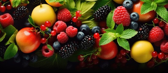 Fruit and berry assortment Food Copy space image Place for adding text or design - Powered by Adobe