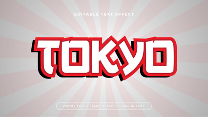 Red and white tokyo 3d editable text effect - font style