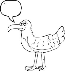 freehand drawn speech bubble cartoon seagull