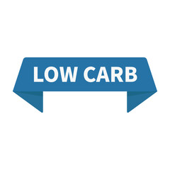 Low Carb In Blue Ribbon Rectangle Shape For Product Promotion Label Information Sign Business Marketing
