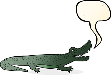 cartoon happy crocodile with speech bubble