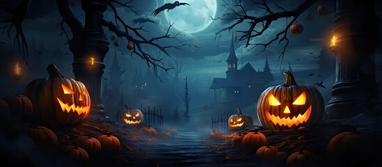 Beautiful abstract Halloween night painting Copy space image Place for adding text or design