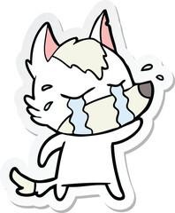 sticker of a cartoon crying wolf
