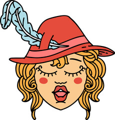 Retro Tattoo Style human bard character