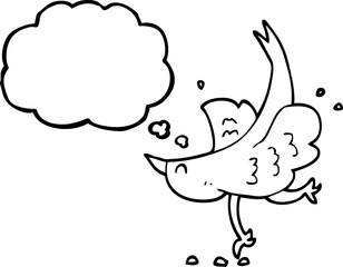 freehand drawn thought bubble cartoon bird