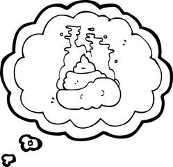 freehand drawn thought bubble cartoon gross poop