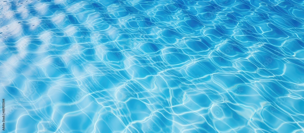 Poster Bird s eye view of pool with rippling blue water Copy space image Place for adding text or design