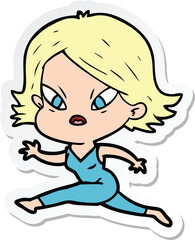 Obraz premium sticker of a cartoon stressed woman